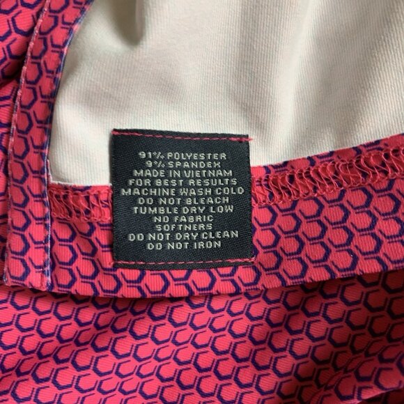 Turtleson Pink Geometric Pattern Performance Golf Polo Stretch Athletic M Men’s - Picture 5 of 5